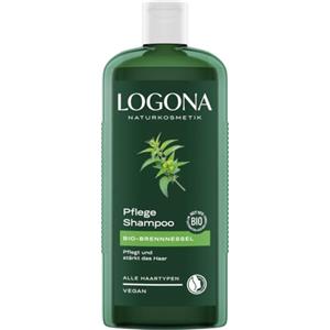 LOGONA Naturkosmetik Shampoo nutriente per capelli naturalmente sani, adatto per tutti i tipi di capelli, shampoo per capelli con formula vegana di ortica biologica, 1 x 250 ml