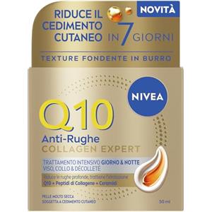 NIVEA Q10 Collagen Expert Trattamento Intensivo Giorno & Notte 50 ml, Crema Collagene viso, collo e dècolletè con Coenzima Q10, Crema antirughe viso idratante, Skincare per pelle molto secca e matura