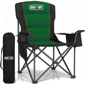 OVERMONT Sedia da Campeggio Pieghevole - Portatile Extra Grande di Schienale Completo Sedia da Pesca con Borsa Termica e Portabicchieri - per Giardino Spiaggia Picnic - Carico 227 kg