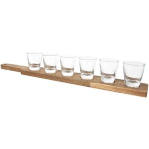 COOK CONCEPT, KA0391, Set sparatutto in Vetro Trasparente con Tagliere in Acacia, Ideale per Le tue Serate, Pratico ed Elegante, Facile da Pulire - Formato: 3 cl, Colore: Trasparente, Oro