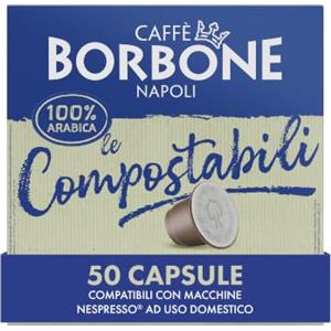 Caffè Borbone Le Compostabili - 50 Capsule Compatibili Nespresso®*, Caffè Macinato in Capsule Compostabili 100% Arabica - Compatibili con le Macchine ad uso domestico Nespresso®*