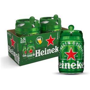 Heineken Birra Heineken, Cassa con 2 Fusti da 5 Litri, Birra Lager a Bassa Fermentazione, Gusto Fine ed Equilibrato, Gradazione 5,0% Vol
