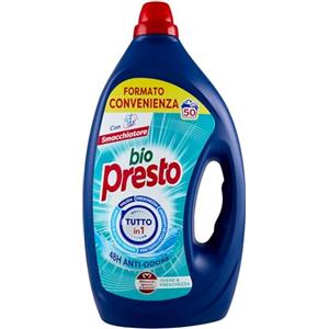 Bio Presto Liquido Igiene & Freschezza Detersivo Lavatrice Liquido, Nuova formula con Smacchiatore, confezione da 50 lavaggi