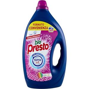 Bio Presto Liquido Color Detersivo Lavatrice Liquido, Nuova formula con Smacchiatore, confezione da 50 lavaggi