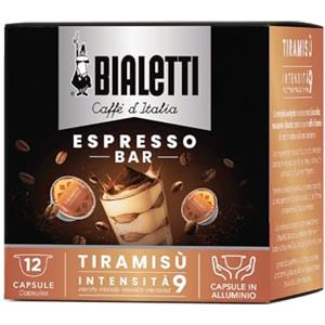 Bialetti Caffè d'Italia, Box da 12 Capsule, Gusto Tiramisù, Compatibili con Macchine Bialetti sistema chiuso, Capsule autoprotette in Alluminio