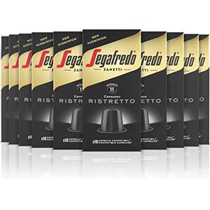Segafredo Zanetti 100 Capsule in Alluminio compatibili con Nespresso di Caffè Ristretto Gusto deciso e corposo (10 Astucci da 10 Capsule) - Adatte per Macchine Nespresso Original