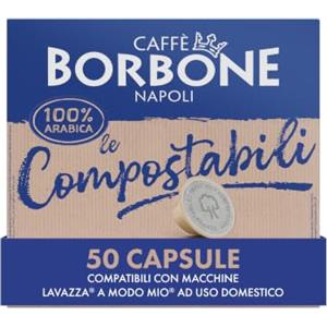 Caffè Borbone Le Compostabili - 50 Capsule Compatibili Lavazza®* A Modo Mio®*, Caffè Macinato in Capsule Compostabili 100% Arabica - Compatibili con Macchine da caffè Lavazza®* A Modo Mio®*