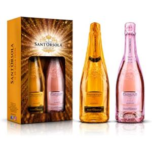Sant'Orsola - Set Prosecco D.O.C. Millesimato Extra Dry e Rosè Millesimato, da Uve Glera e Pinot Nero, Gusto Extra Dry con Note Fruttate e Floreali, 2x750 ml
