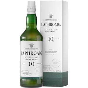 Laphroaig, Islay Single Malt Scotch Whisky 10 years, 100% orzo maltato - 1 bottiglia da 700ml