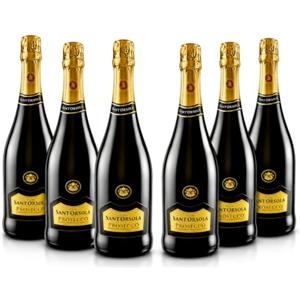 Sant'Orsola - Prosecco D.O.C. Extra Dry, 11%, da Uva Glera, Gusto Fresco con Note Fruttate, 6x750 ml