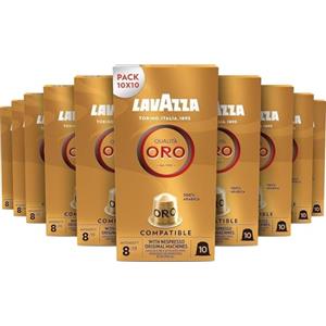 Lavazza, Qualità Oro, 100 Capsule in Alluminio, Note Fruttate e Floreali, 100% Arabica, Intensità 8/13, Tostatura Chiara, 10 Confezioni da 10 Capsule