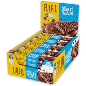 FULFIL - 15 Barrette Proteiche da 55 Grammi, Gusto Cioccolato Croccante al Latte con 9 Vitamine e Pochi Zuccheri, Confezione da 825 Grammi
