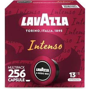 Lavazza A Modo Mio Espresso Intenso, 256 Capsule Caffè, per un Espresso con Note Aromatiche di Cacao e Spezie, Arabica e Robusta, Intensità 13/13, Tostatura Media, 16 Confezioni da 16 Capsule