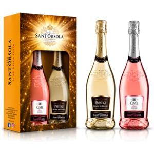 Sant'Orsola - Set Vino Cuvèe Prestige Blanc de Blancs e Rosè, da Prestigiosa Uva Italiana, Gusto Dolce con Note Fruttate e Aromatiche, 2x750 ml