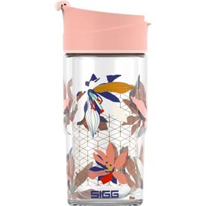 SIGG Nova Mug Flowers Tazza termica (0,37 L), Tazza termica da viaggio per tè o caffè in vetro a doppia parete isolante, Tazza mug con coperchio a prova di perdite