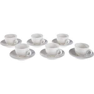 Tognana Victoria, Set 6 Tazze Caffè con Piattino, Porcellana, Bianco