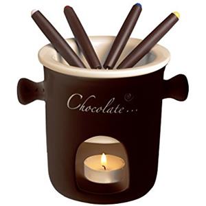 Excelsa Chocolate Servizio Fonduta Cioccolato 7 Pezzi, Ceramica, Marrone, 12x12x13.5