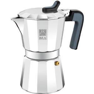 BRA DE LUXE 2 caffettiera moka - moka bollilattes (Aluminium, Black, Stainless steel)
