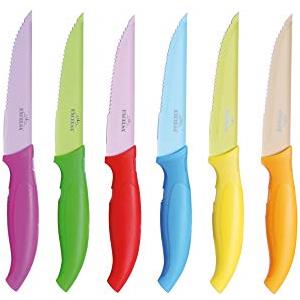 Excelsa Unisex - Adulto Passione Color Set 6 Coltelli da Bistecca, Multicolore, 6 Pezzi