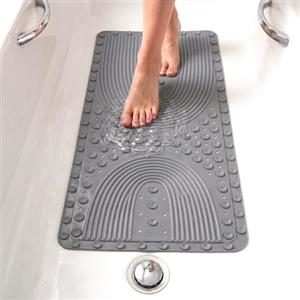 edihome, Tappetino Doccia Antiscivolo, 90x41,5 cm, Tappeto Bagno, Bolle con Ventose Senza BPA, Antibatterico, Resistente alla Muffa, Lavabile in Lavatrice, Sicurezza (Grigio chiaro, 90x41,5 cm)