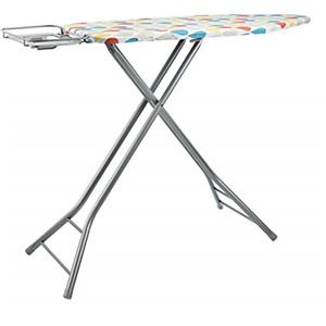 Amazon Basics Asse da stiro con poggiaferro a forma di H, grande, 122 x 43 cm, Grigio, Pois