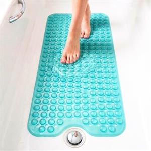edihome, Tappetino Doccia Antiscivolo, 100x40 cm, Tappeto Bagno, Bolle con Ventose Senza BPA, Antibatterico, Resistente alla Muffa, Lavabile in Lavatrice, Sicurezza Familiare (Turchese, 100x40 cm)
