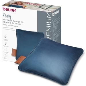 Beurer Heaty Termoforo, termoforo senza fili con batteria ricaricabile, con spegnimento automatico e 3 livelli di temperatura, con riscaldamento rapido, morbido velluto, blu