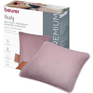 Beurer Heaty Termoforo, termoforo senza fili con batteria, con spegnimento automatico e 3 livelli di temperatura, con riscaldamento rapido, morbido velluto a coste, lilla