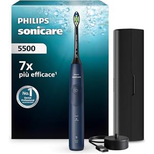 Philips Sonicare 5500, spazzolino elettrico sonico con 2 modalità, avviso di pressione, EasyStart, Smartimer e BrushPacer, blu navy, modello HX7113/01 [Nuova tecnologia]