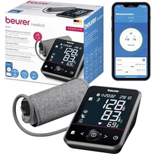 Beurer BM 64 misuratore di pressione da braccio, rilevamento AFib per la prevenzione dell'ictus, indicatore di riposo, bracciale 22-42 cm, con app, trasferimento dati a Apple Health