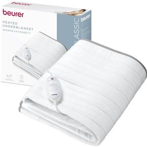 Beurer TS 17 Coprimaterasso Termico, Scaldaletto in Morbido Pile, Antiscivolo con Fissaggio a Elastico, 3 Livelli di Calore, 150 x 80 cm, Interruttore Rimovibile, Lavabile in Lavatrice a 30 °C
