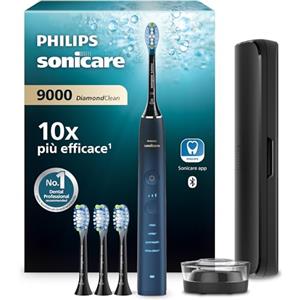 Philips Sonicare Spazzolino elettrico DiamondClean serie 9000 edizione speciale: per pulizia dei denti e igiene orale, blu scuro, 4 testine Premium Plaque C3 (modello HX9911/89)