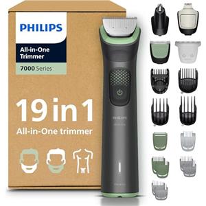 Philips Rifinitore All-in-one Multigroom Serie 7000 19 in 1 - Rifinitore per barba, capelli e corpo, lame autoaffilanti interamente in metallo, 26 impostazioni di lunghezza (0,5-20 mm), MG7962/30