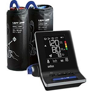 Braun ExactFit 5 Connect Misuratore connesso della pressione arteriosa da braccio, Compatibile con l'app Braun Healthy Heart, Indicatore con codifica a colori |2 misure di bracciale, BUA6350