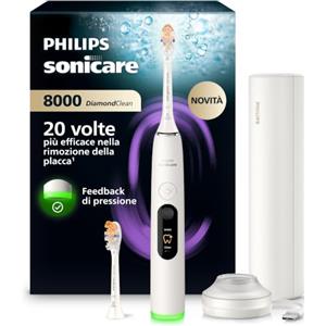 Philips Sonicare Next-Generation DiamondClean 8000 Spazzolino elettrico - con Feedback di pressione, 15 impostazioni, bianco polvere, HX8312/11