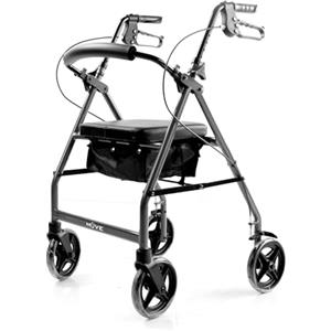 Reliance Medical Muve Deambulatore con Sedile per Anziani e Disabili - 4 Ruote Stabili, Rollator da Esterno e Interno, Freni di Sicurezza, Pieghevole, Supporto Mobilità Assistita
