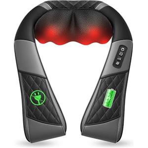 COMFIER Massaggiatore Cervicale Senza Fili con Funzione Termica, Massaggiatore Schiena e Collo Shiatsu, Cuscino Massaggiante 3D con 3 Livelli di Intensità, Ricaricabile, Regalo Donna Uomo, Nero