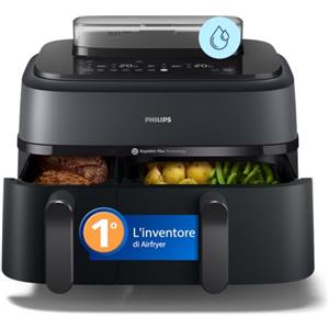 Philips Airfryer 5000 - Friggitrice ad aria Doppio Cestello 9L, Vapore