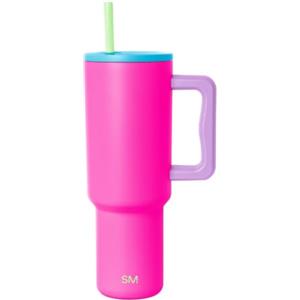 Simple Modern Tazza Termica con Cannuccia e Manico | Bicchiere Termico in Acciaio Inossidabile Isolato | Regali per Donne & Uomini | Trek | 1180ml | 80s Mix