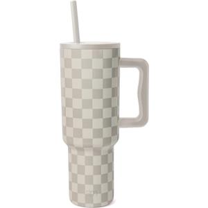 Simple Modern Tazza Termica con Cannuccia e Manico | Bicchiere Termico in Acciaio Inossidabile Isolato | Regali per Donne & Uomini | Trek | 1180ml | Checkmate