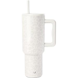 Simple Modern Tazza Termica con Cannuccia e Manico | Bicchiere Termico in Acciaio Inossidabile Isolato | Regali per Donne & Uomini | Trek | 1180ml | Cream Leopard