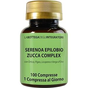 LABOTTEGADEGLIINTEGRATORI Serenoa Epilobio Zucca Complex con Ortica Pygeum Africanum Licopene e Verga D'Oro 100 Compresse, 1 al Giorno | Integratore per la Prostata e per le Vie Urinarie