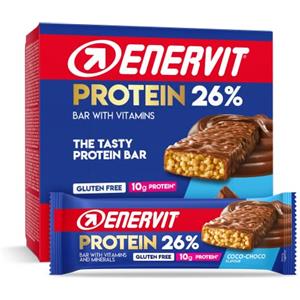 Enervit, Protein Bar 26% Coco Choco, Barrette Proteiche, 10g di Proteine, con Vitamine D e B6, Gusto Cioccolato al Latte, Per il Recupero Dopo lo Sport, Senza Glutine, 12 Barrette da 40g