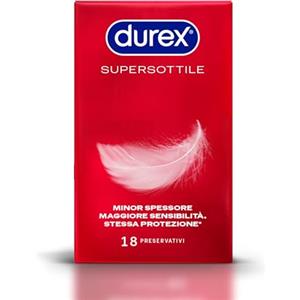 Durex SuperSottile, Preservativi Ultra Sottili Vestibilità Regular, 18 Profilattici
