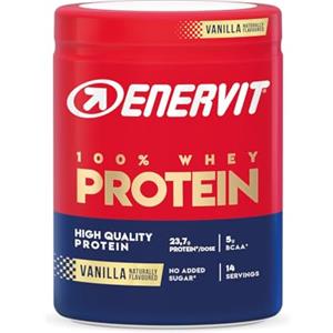 Enervit, 100% Whey Protein, Gusto Vaniglia, Ideale dopo l'Allenamento, Ricco di Vitamina B6, con Proteine dal Siero del Latte, Senza Zuccheri Aggiunti, Senza Glutine, Barattolo da 420 Grammi