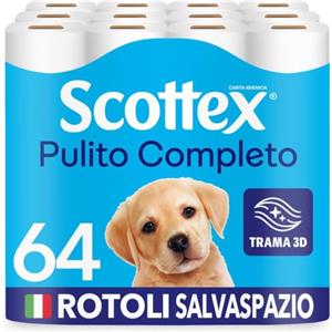 Scottex Pulito Completo Carta Igienica, Morbida e Resistente, 64 Rotoli
