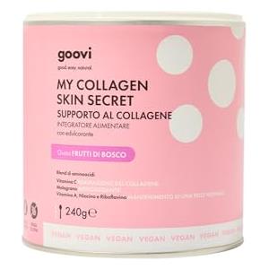 Goovi, My Collagen Skin Secret, Integratore Alimentare per Stimolare la Formazione del Collagene, con Vitamina C, Melograno, Niacina e Riboflavina, Polvere Solubile al Gusto Frutti di Bosco, 240 g