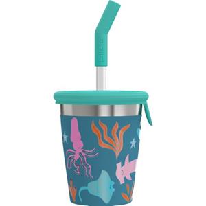 Sigg - Tazza per bambini in acciaio inox con coperchio in silicone e cannuccia - Resistente agli spruzzi - Senza BPA - Leggero e robusto - Animali subacquei - 0,35 l
