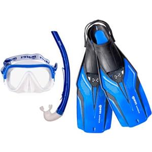 Mares Aquazone Set Nateeva Keewee - Set Composto da Maschera, Boccaglio e Pinne da Snorkeling Adulto - Blu, M/L