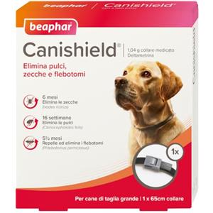 Beaphar Canishield, Collare Antiparassitario per Cani 65 cm, per Cani di Taglia Grande, Contro Pulci e Zecche, Confezione da 1 Collare